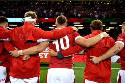 170819 - Wales v England - Under Armour Summer Series - Dan Biggar of Wales during the anthems