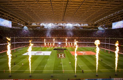 170819 - Wales v England - RWC Warm Up - Under Armour Summer Series - General View as the teams run out