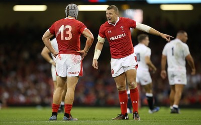 170819 - Wales v England - RWC Warm Up - Under Armour Summer Series - Hadleigh Parkes talks to Jonathan Davies of Wales