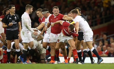 170819 - Wales v England - RWC Warm Up - Under Armour Summer Series - Tempers run high between Elliot Dee and Owen Farrell of England