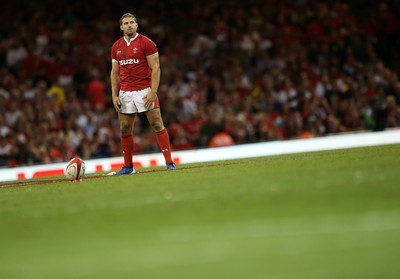 170819 - Wales v England - RWC Warm Up - Under Armour Summer Series - Leigh Halfpenny of Wales kicks a penalty