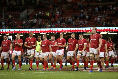 170819 - Wales v England - RWC Warm Up - Under Armour Summer Series - Wales team at full time