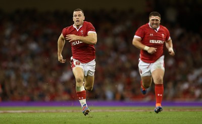 170819 - Wales v England - RWC Warm Up - Under Armour Summer Series - Gareth Davies of Wales