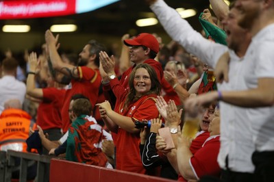 170819 - Wales v England - RWC Warm Up - Under Armour Summer Series - Wales fans celebrate