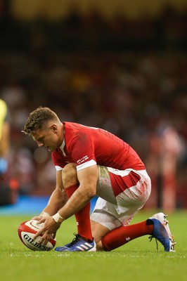 170819 - Wales v England, Under Armour Summer Series 2019 - Dan Biggar of Wales lines up conversion