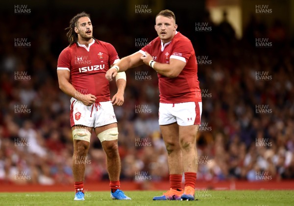 170819 - Wales v England - Under Armour Summer Series - Josh Navidi and Dillon Lewis of Wales