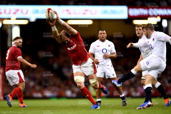 170819 - Wales v England - Under Armour Summer Series - Alun Wyn Jones of Wales charges down the ball