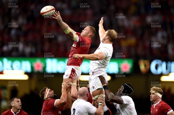 170819 - Wales v England - Under Armour Summer Series - Ross Moriarty of Wales wins line out ball
