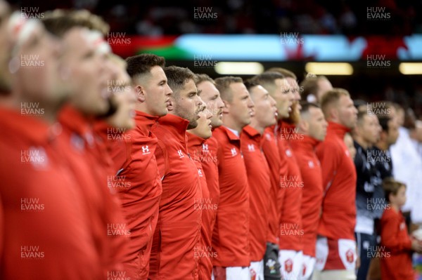 170819 - Wales v England - Under Armour Summer Series - Wales line up for the anthems