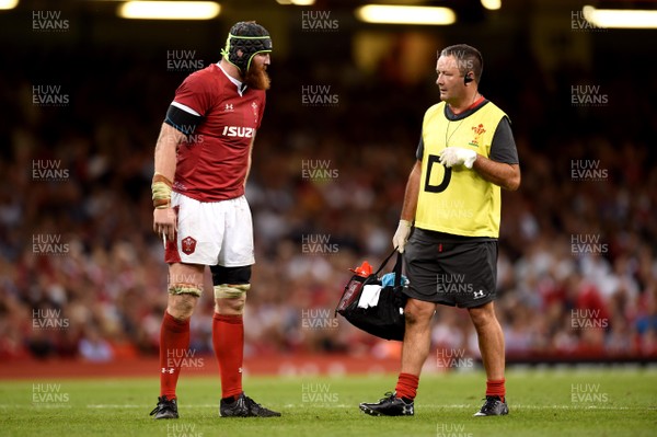 170819 - Wales v England - Under Armour Summer Series - Jake Ball of Wales with Dr Geoff Davies