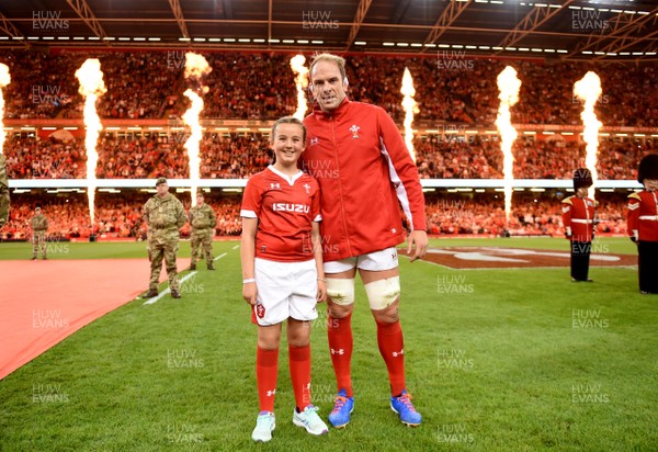170819 - Wales v England - Under Armour Summer Series - Mascot with Alun Wyn Jones of Wales