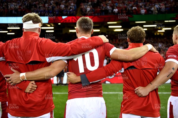 170819 - Wales v England - Under Armour Summer Series - Dan Biggar of Wales during the anthems