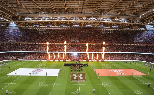 170819 - Wales v England - RWC Warm Up - Under Armour Summer Series - General View as the teams run out