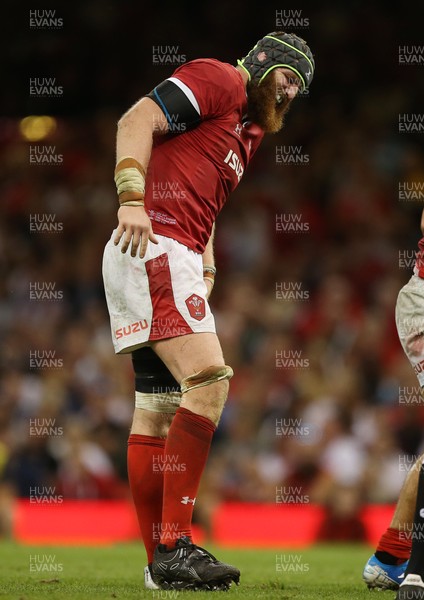 170819 - Wales v England - RWC Warm Up - Under Armour Summer Series - Jake Ball of Wales looks to be in some pain