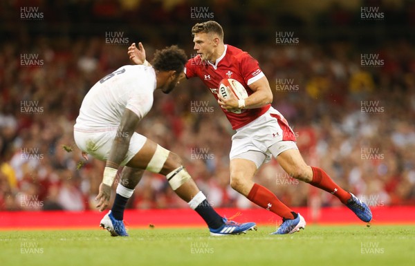 170819 - Wales v England, Under Armour Summer Series 2019 - Dan Biggar of Wales takes on Courtney Lawes of England