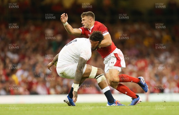 170819 - Wales v England, Under Armour Summer Series 2019 - Dan Biggar of Wales takes on Courtney Lawes of England