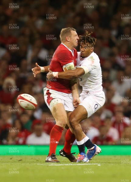 170819 - Wales v England, Under Armour Summer Series 2019 - Hadleigh Parkes of Wales is challenged by Anthony Watson of England