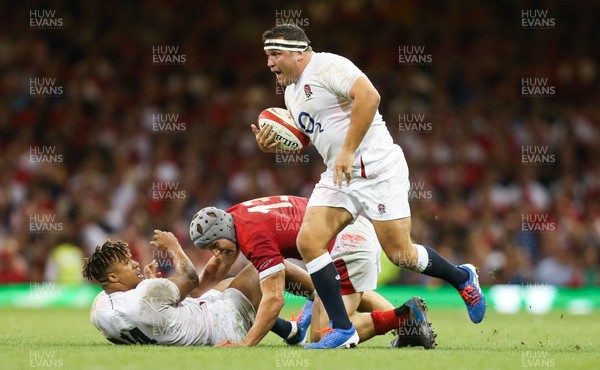 170819 - Wales v England, Under Armour Summer Series 2019 - Jamie George of England  charges forward