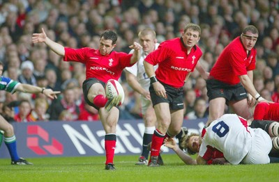 220203 - Wales v England - Six Nations Championship - Wales' Gareth Cooper kicks clear