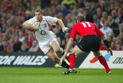 220203 - Wales v England - Six Nations Championship - England's Ben Cohen takes on Gareth Thomas