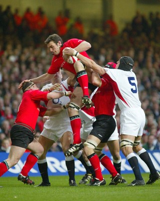 220203 - Wales v England - Six Nations Championship - Wales' Robert Sidoli claims line out ball