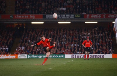 220203 - Wales v England - Six Nations Championship -  Ceri Sweeney kicks his first points for Wales in the Millennium Stadium