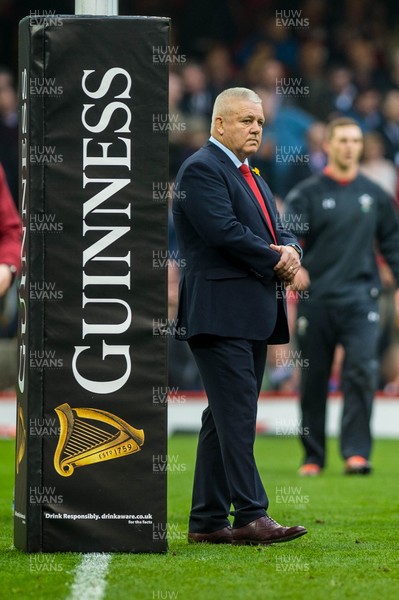 230219 - Wales v England, Guinness Six Nations  - Wales head coach Warren Gatland  looks on
