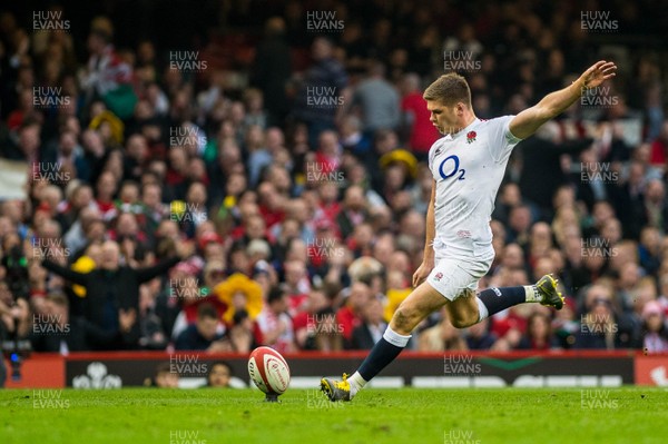 230219 - Wales v England, Guinness Six Nations  -  Owen Farrell of England converts the first try 