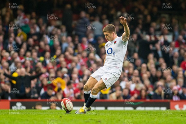 230219 - Wales v England, Guinnes Six Nations  - Owen Farrell of England converts 