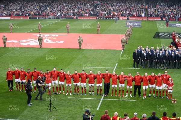 230219 - Wales v England - Guinness 6 Nations Championship - Wales sing the anthem