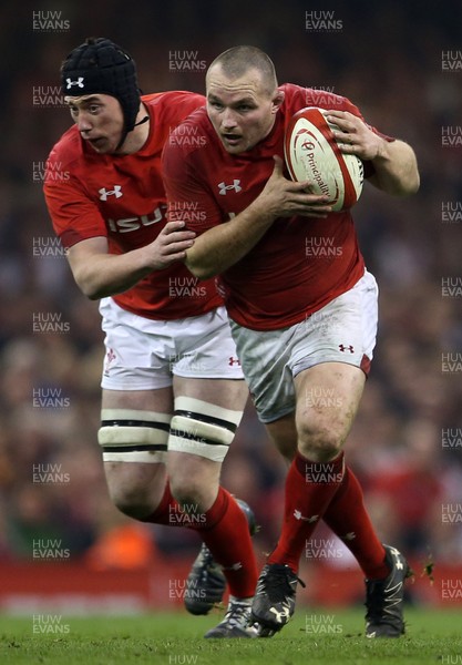 230219 - Wales v England - Guinness 6 Nations Championship - Ken Owens and Adam Beard of Wales