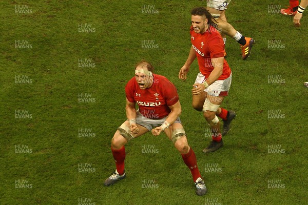 230219 - Wales v England -  Guinness 6 Nations -  Alun Wyn Jones of Wales celebrates at the final whistle