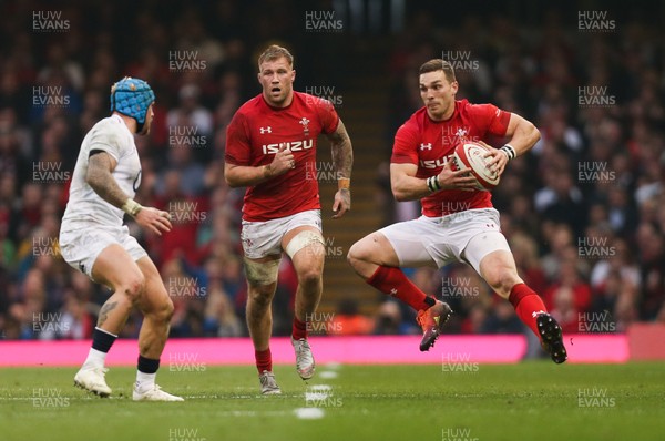 230219 - Wales v England, Guinness Six Nations - George North of Wales is tackled by Jack Nowell of England
