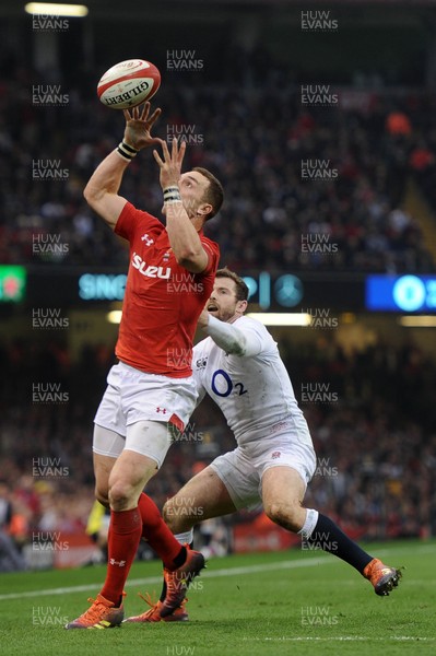 230219 - Wales v England - Guinness Six Nations - George North of Wales gathers a loose ball