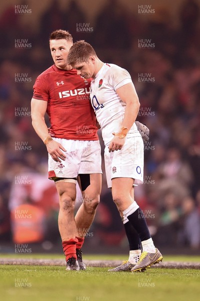 230219 - Wales v England - Guinness Six Nations - Jonathan Davies of Wales and Owen Farrell of England 