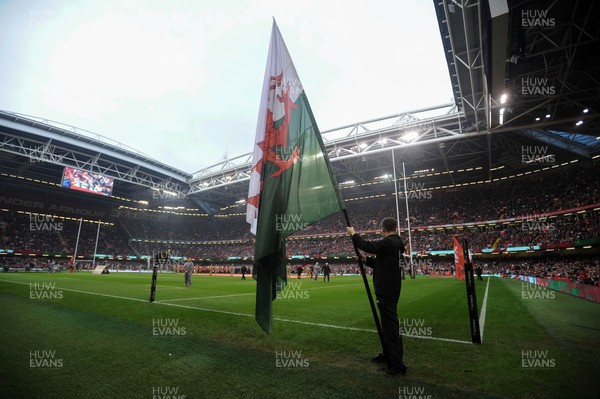 230219 - Wales v England - Guinness Six Nations - Flags in the Principality Stadium