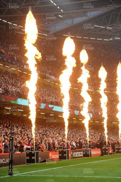 230219 - Wales v England - Guinness Six Nations - Pre match pyrotechnics 