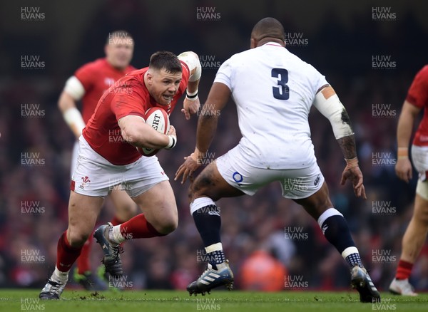 230219 - Wales v England - Guinness Six Nations Championship -  Rob Evans of Wales takes on Kyle Sinckler of England 