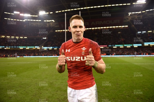 230219 - Wales v England - Guinness Six Nations - Liam Williams of Wales celebrate win at the end of the game