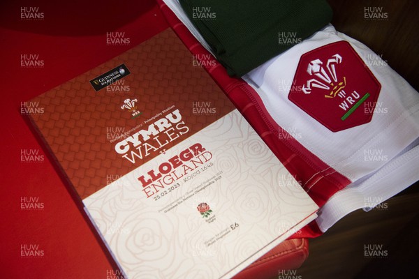 250223 - Wales v England - Guinness Six Nations 2023 - Match programme in dressing room