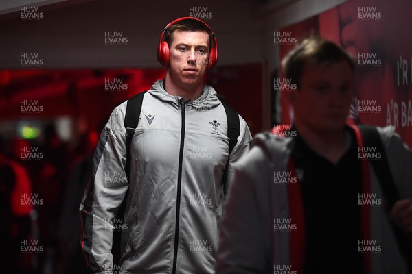 250223 - Wales v England - Guinness Six Nations 2023 - Josh Adams of Wales arrives