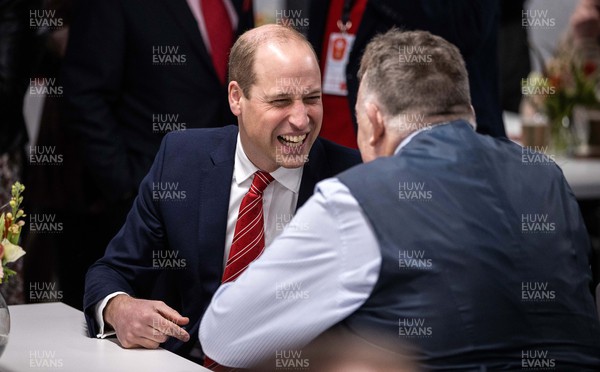 250223 - Wales v England - Guinness 6 Nations - Prince of Wales, William speaks to members of the Welsh Rugby Charitable Trust before the game