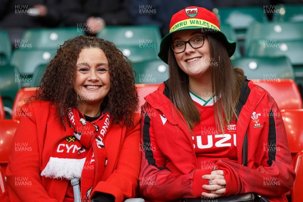 250223 - Wales v England - Guinness Six Nations - Wales fans before the match