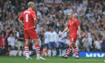 26.03.11 - Wales v England - Euro 2012 Qualifier - Steve Morison and Andrew Crofts of Wales look dejected. 