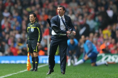 26.03.11 - Wales v England - Euro 2012 Qualifier - Wales manager Gary Speed shows his frustration. 