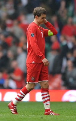 26.03.11 - Wales v England - Euro 2012 Qualifier - Aaron Ramsey of Wales looks dejected at the end of the game. 