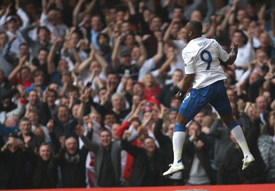26.03.11 - Wales v England, UEFA Euro 2012 Qualifier -  England's Darren Bent celebrates after scoring goal 