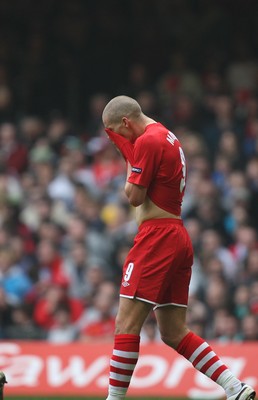 26.03.11 - Wales v England, UEFA Euro 2012 Qualifier -  Wales' Steve Morrison rues a missed opportunity to score 