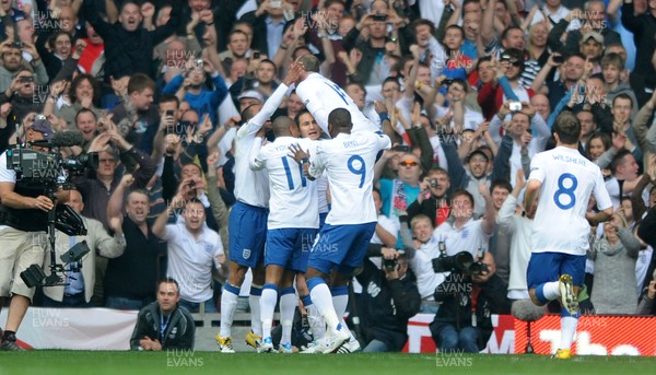 26.03.11 - Wales v England - Euro 2012 Qualifier - Frank Lampard of England celebrates his goal with his team-mates. 