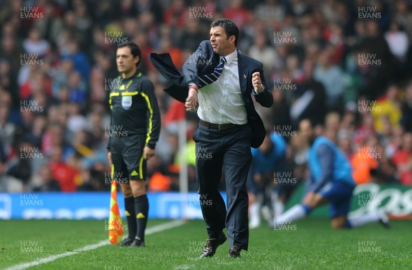 26.03.11 - Wales v England - Euro 2012 Qualifier - Wales manager Gary Speed shows his frustration. 
